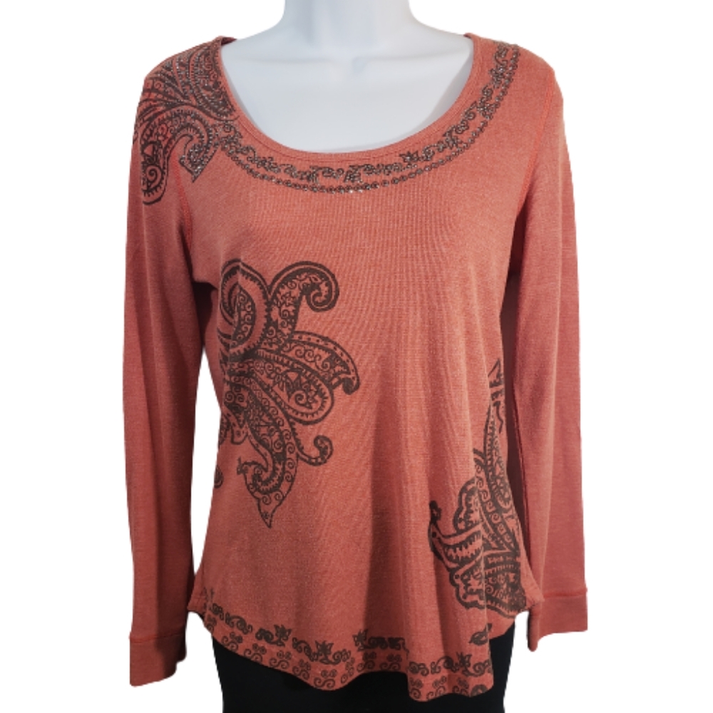 One World scoop neck embellished long slee…